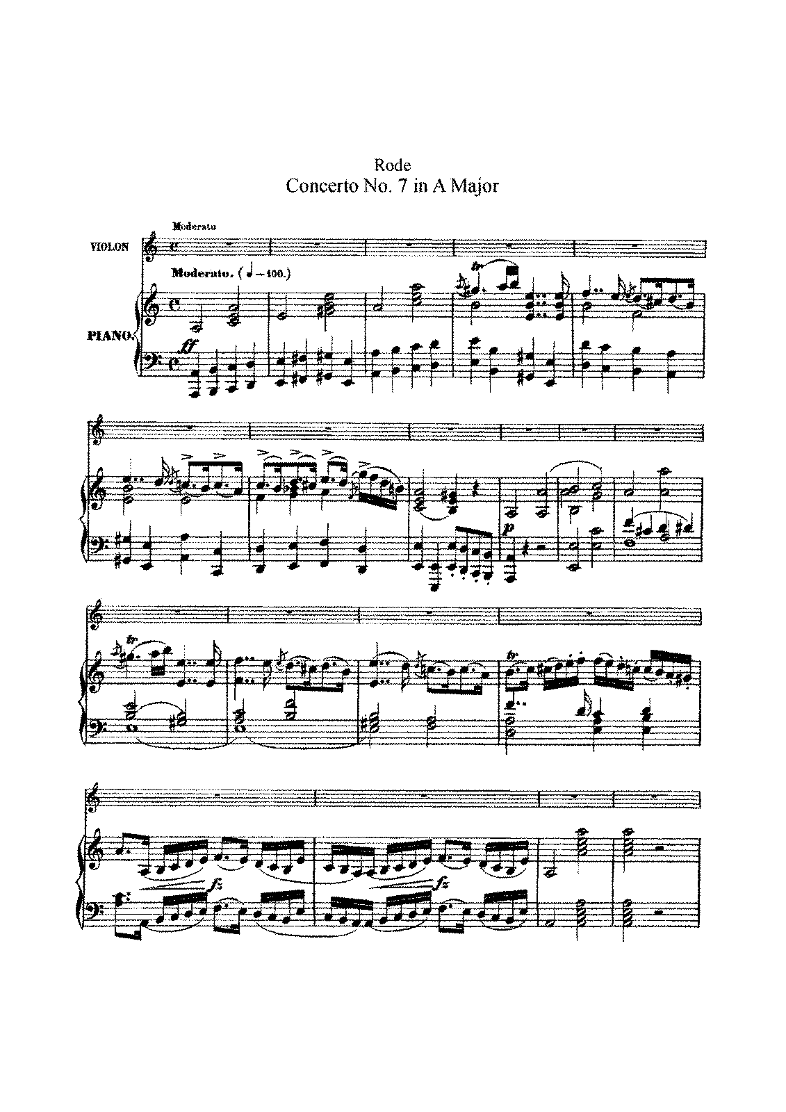 Violin Concerto No. 7 In A Minor Op. 9 (Edition For Violin And Piano) By Jacques Pierre Joseph Rode Free Sheet Music