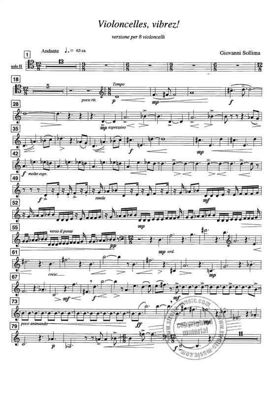 Violoncelles, Vibrez! By Giovanni Sollima Free Sheet Music