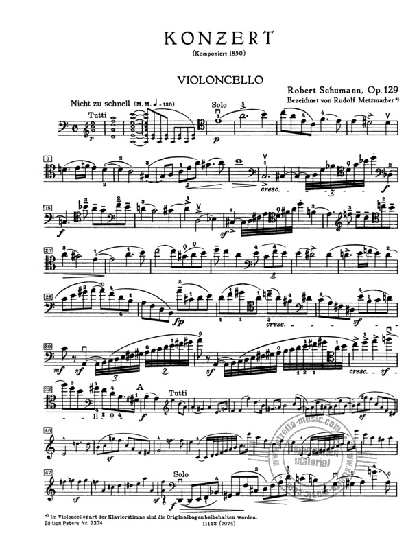 Violoncello Concerto In A Minor Op. 129 By Robert Schumann Free Sheet Music