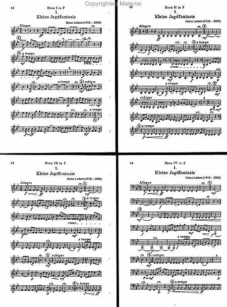 Waldhorn-Quartette I By Liebert Free Sheet Music