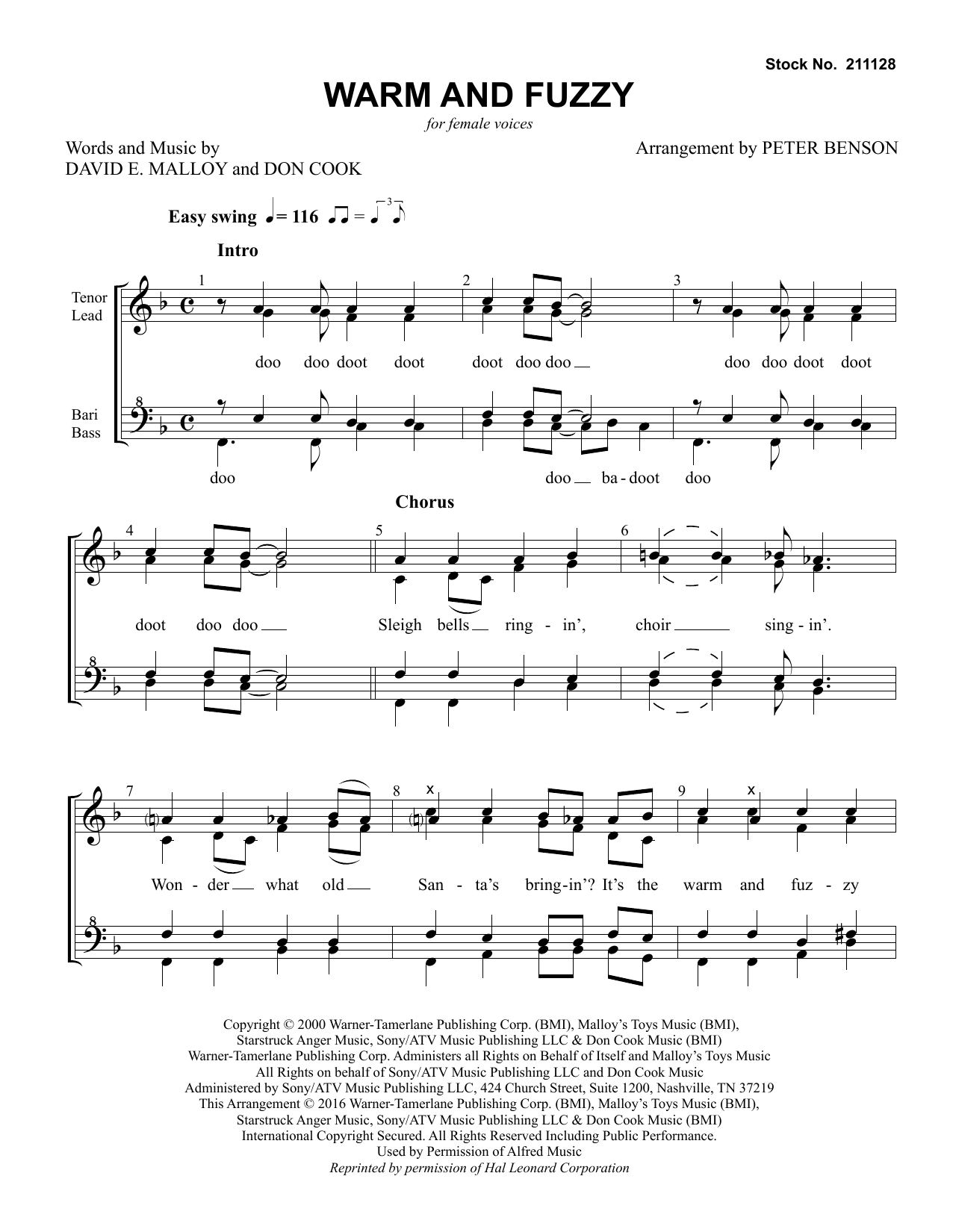 Warm And Fuzzy (arr. Peter Benson) By Billy Gilman Free Sheet Music