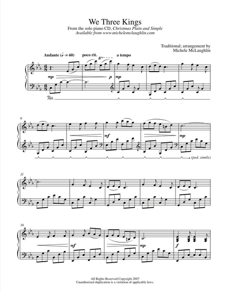 We Three Kings By Traditional Free Sheet Music