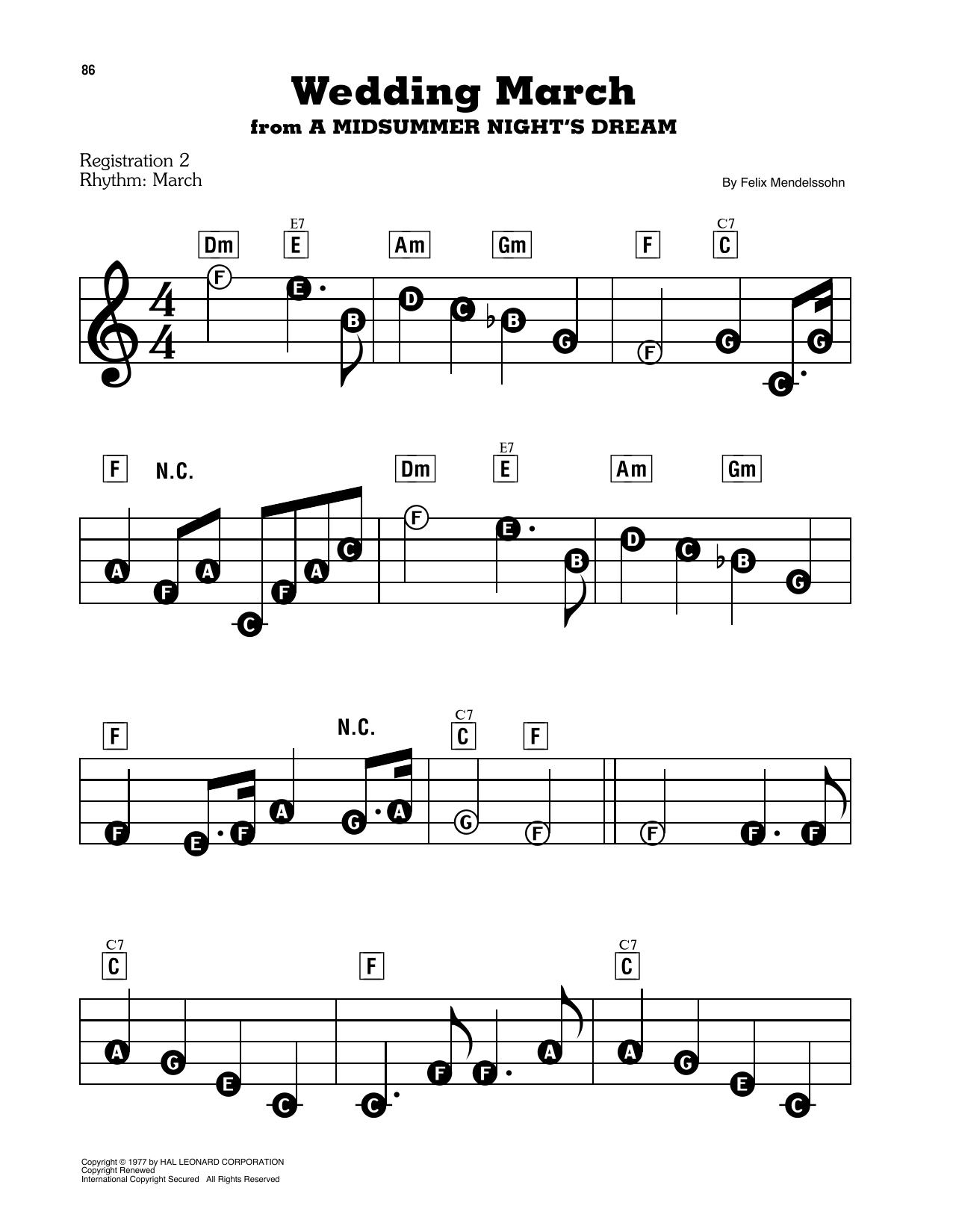 Wedding March By Felix Bartholdy Mendelssohn Free Sheet Music