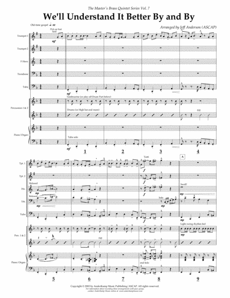 We'll Understand It Better By And By For Brass Quintet By Public Domain Free Sheet Music