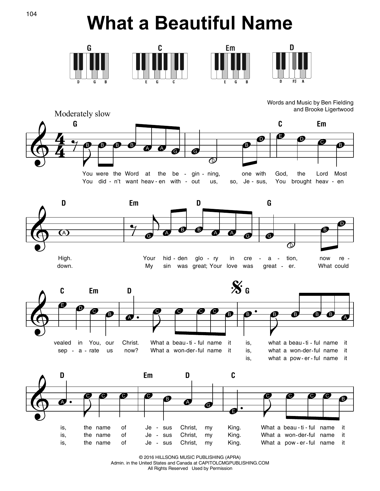 What A Beautiful Name By Hillsong Free Sheet Music