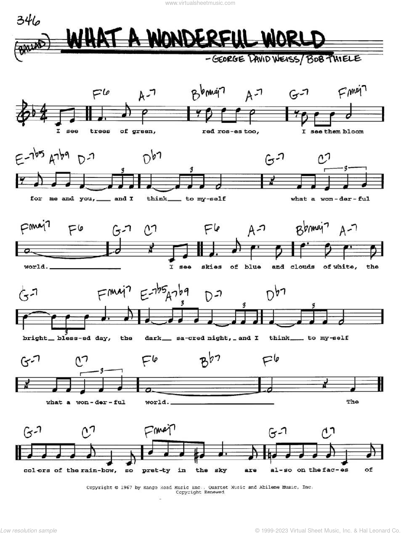 What A Wonderful World By Louis Armstrong Free Sheet Music