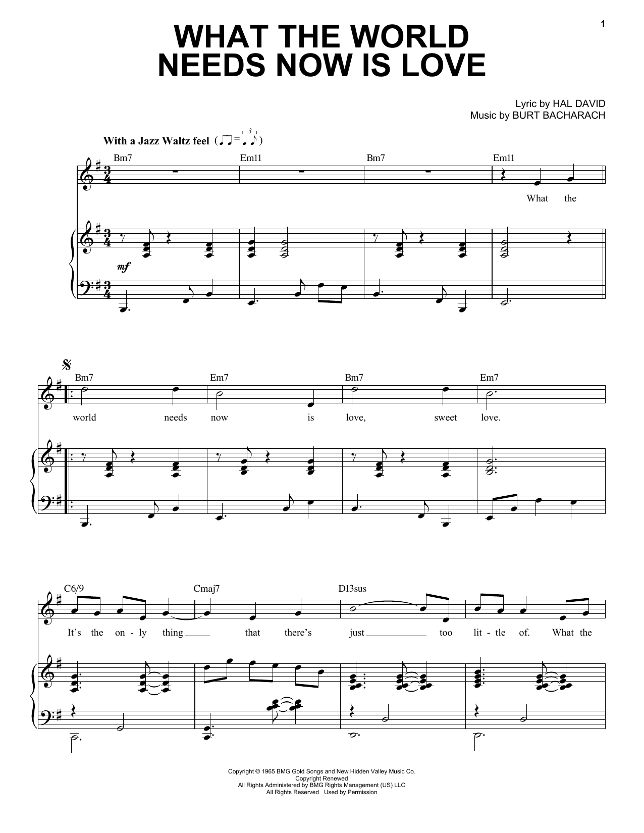 What The World Needs Now Is Love [Jazz Version] (arr. Brent Edstrom) By N Free Sheet Music