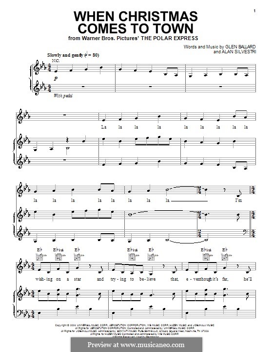 When Christmas Comes To Town By Alan Silvestri Free Sheet Music