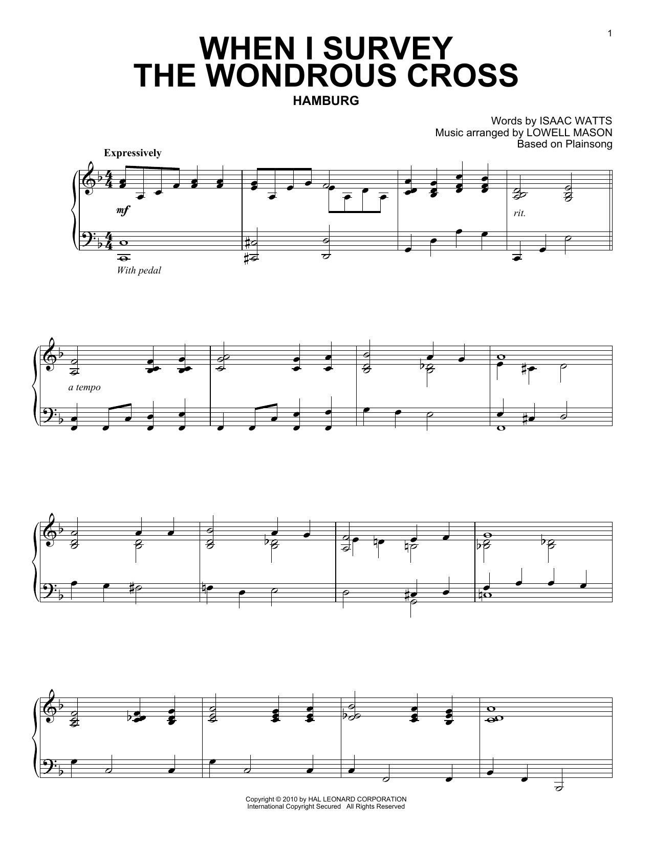 When I Survey The Wondrous Cross By Larry Shackley Free Sheet Music