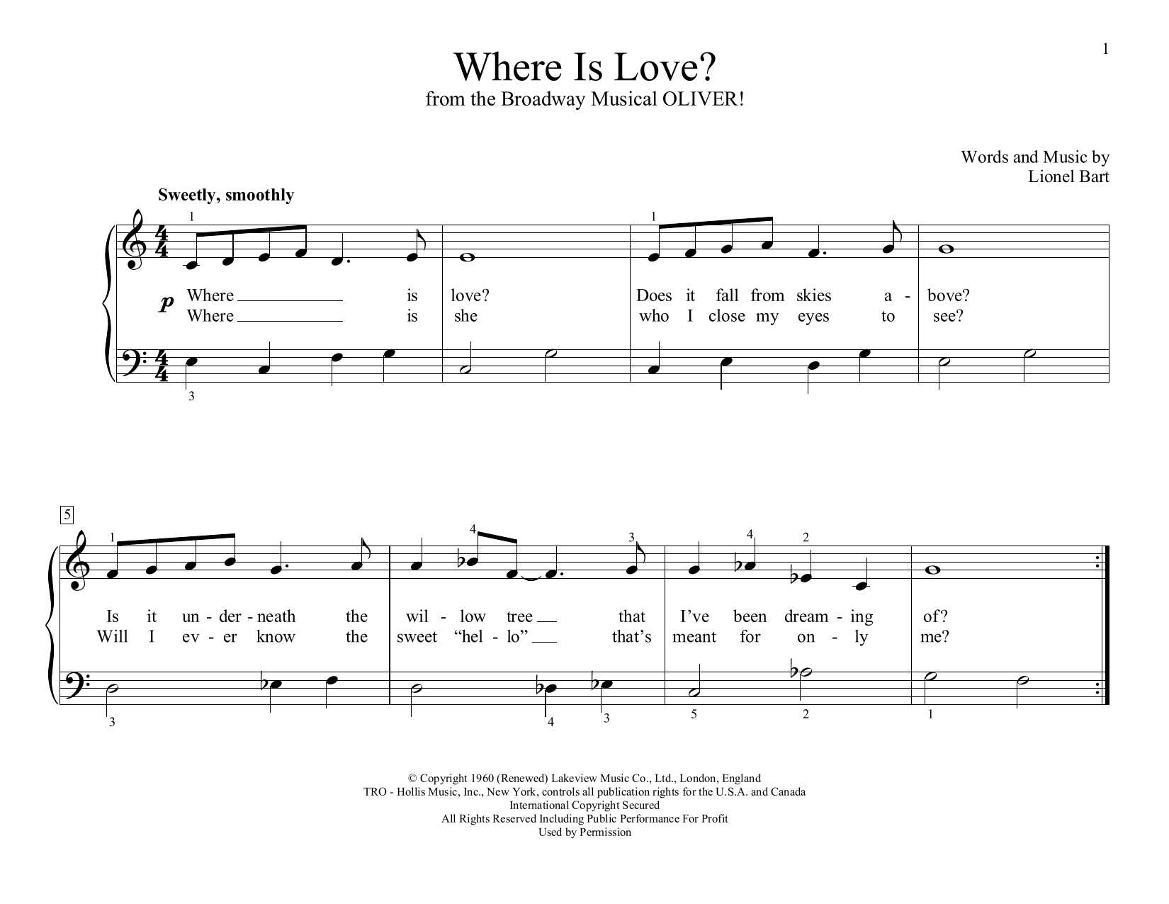 Where Is Love? (from Oliver!) (arr. Christopher Hussey) By Lionel Bart Free Sheet Music