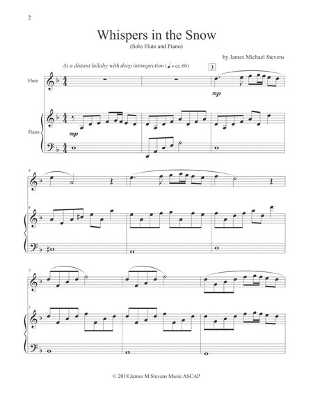 Whispers In The Snow - Flute & Piano By James Michael Stevens Free Sheet Music