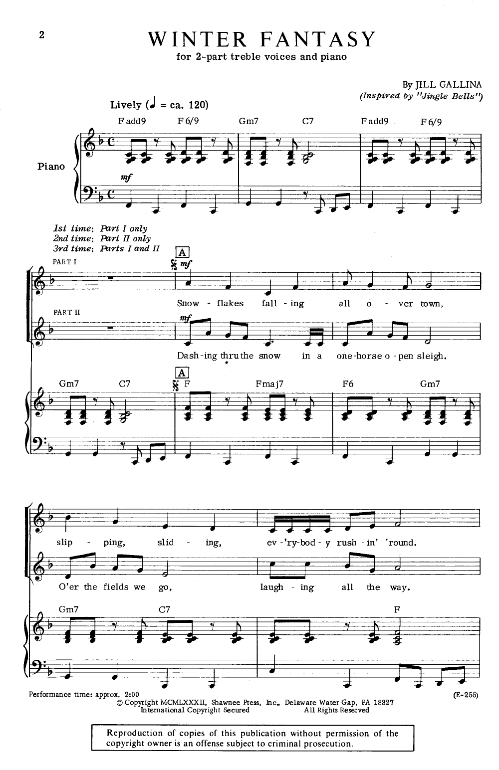 Winter Fantasy By Jill Gallina Free Sheet Music