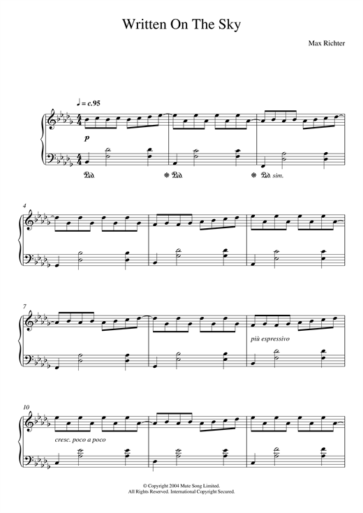 Written On The Sky By Max Richter Free Sheet Music