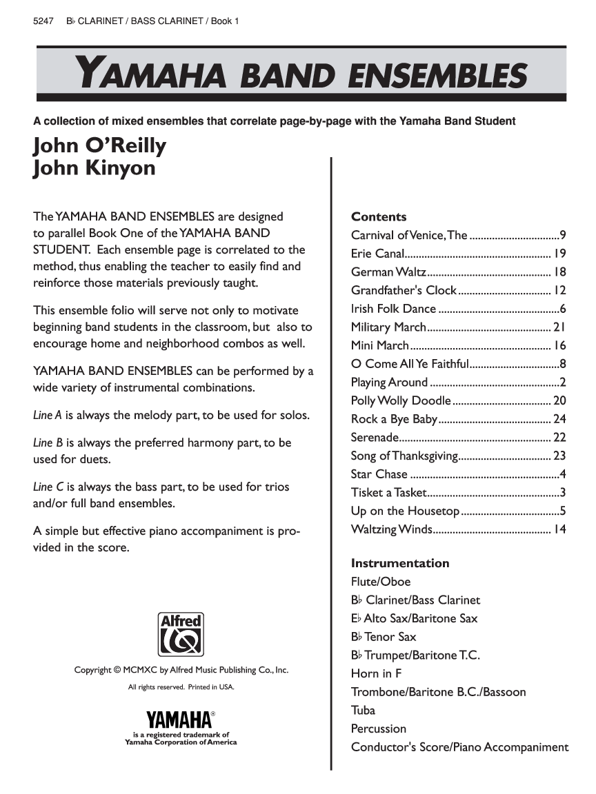 Yamaha Band Ensembles, Book 1 By John Kinyon Free Sheet Music