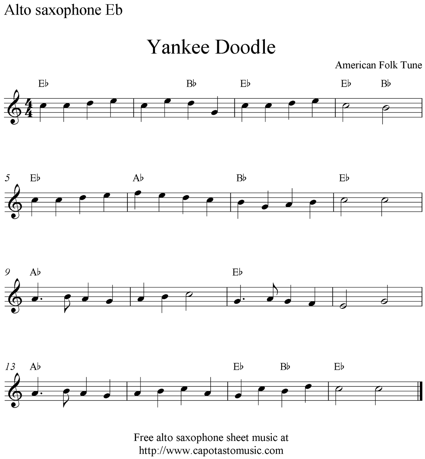 Yankee Doodle - Alto Sax By Kevin Busse Free Sheet Music