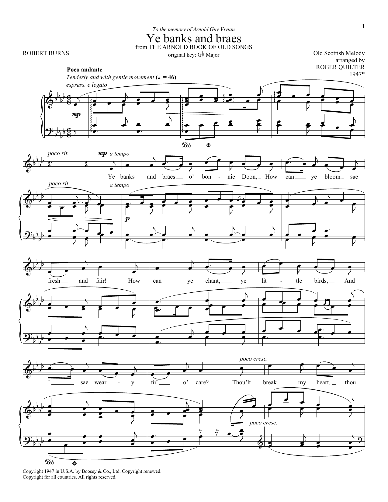 Ye Banks And Braes By Charles Miller Free Sheet Music