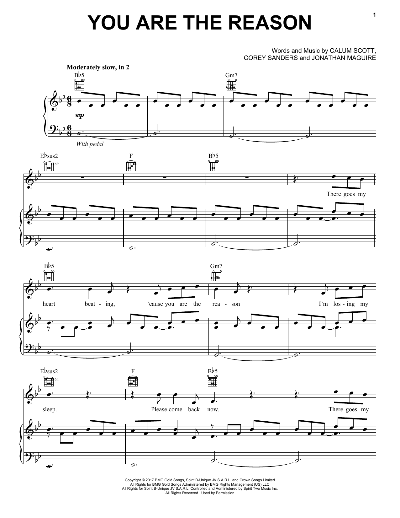 You Are The Reason By Calum Scott Free Sheet Music