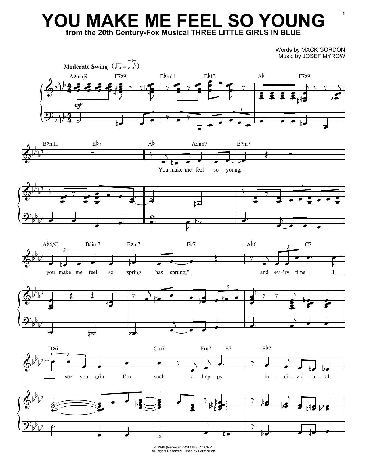 You Make Me Feel So Young By Josef Myrow Free Sheet Music