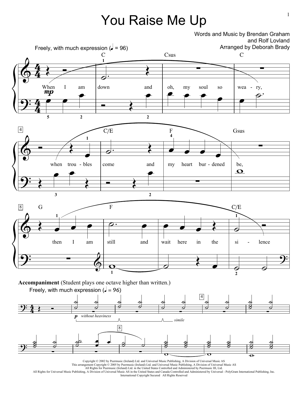 You Raise Me Up By Josh Groban & The African Children's Choir Free Sheet Music