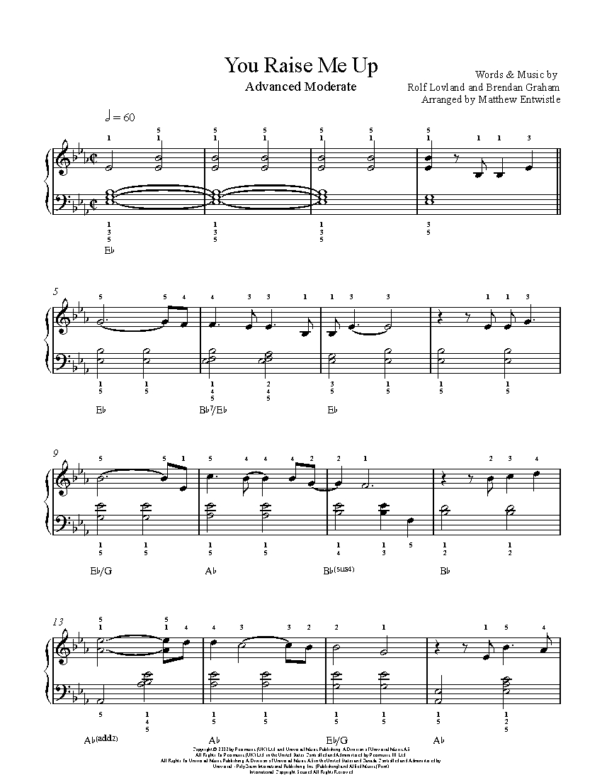 You Raise Me Up By Josh Groban Free Sheet Music