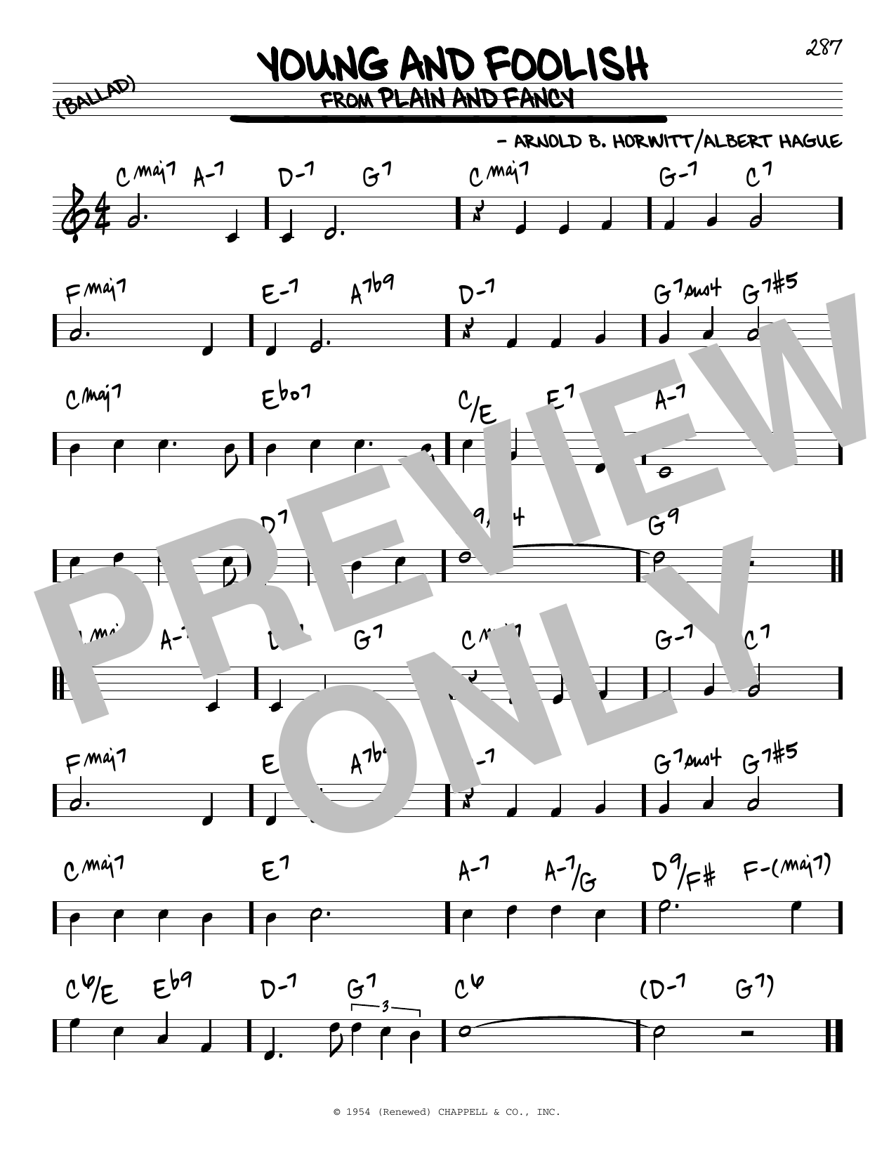 Young And Foolish By Arnold B. Horwitt Free Sheet Music