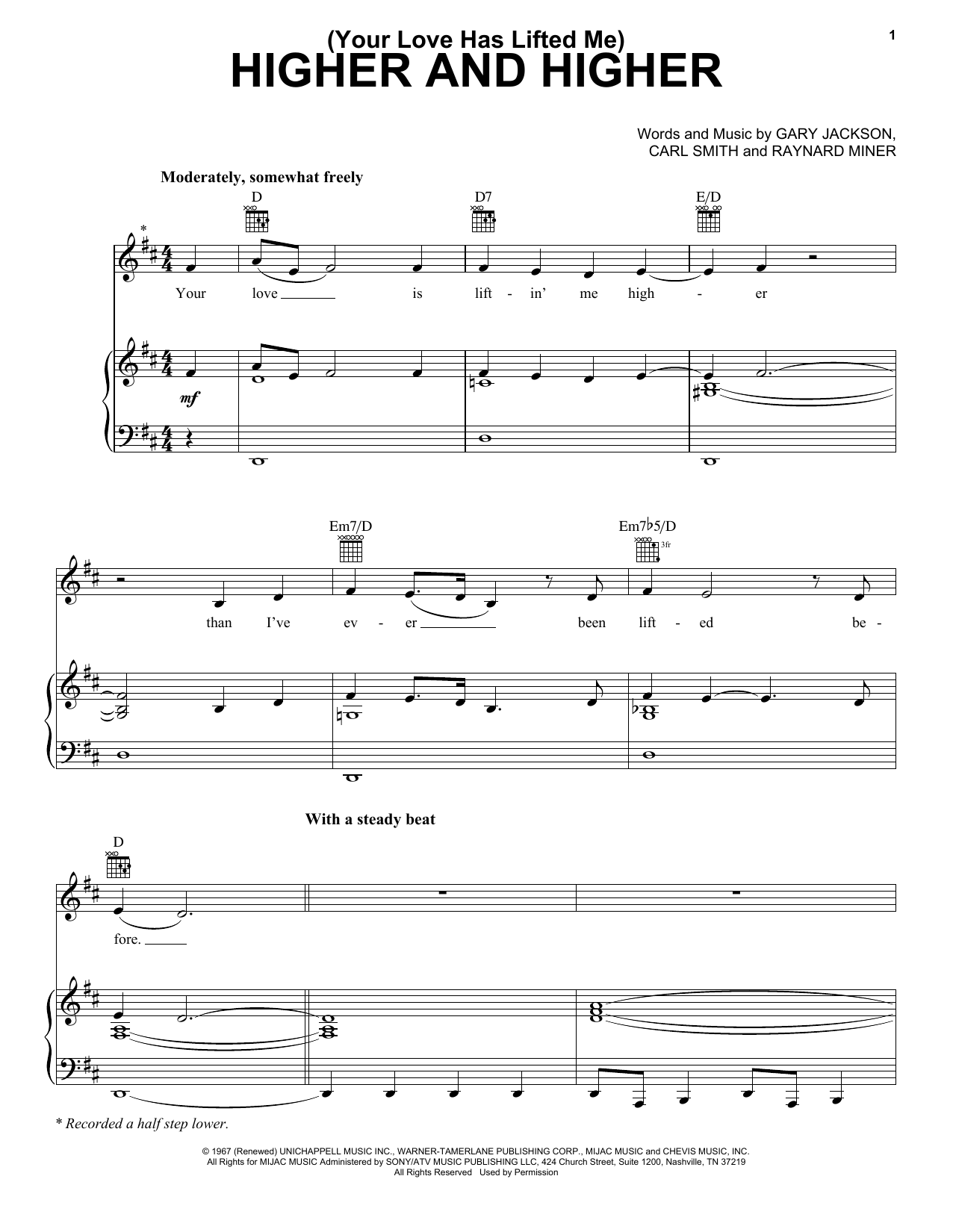 (your Love Has Lifted Me) Higher And Higher By Jackie Wilson Free Sheet Music