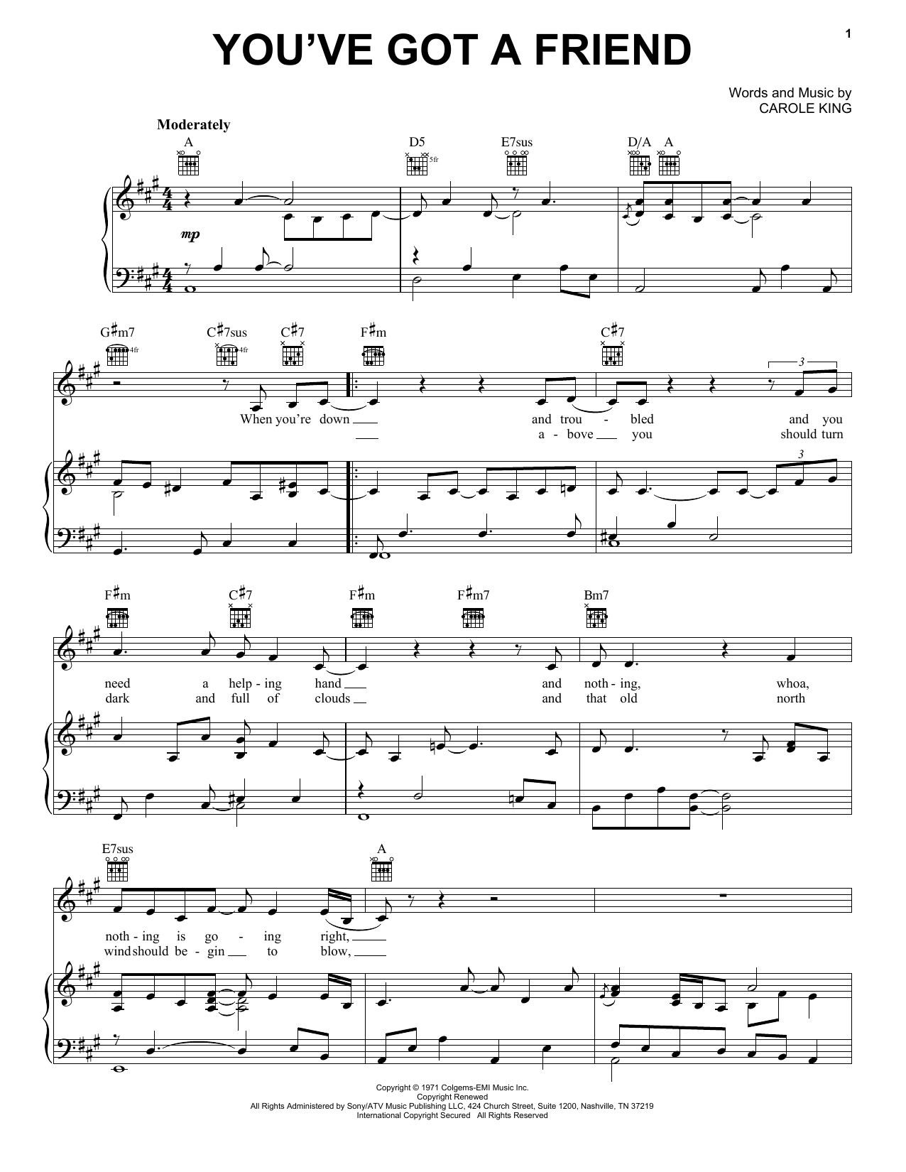 You've Got A Friend By James Taylor Free Sheet Music